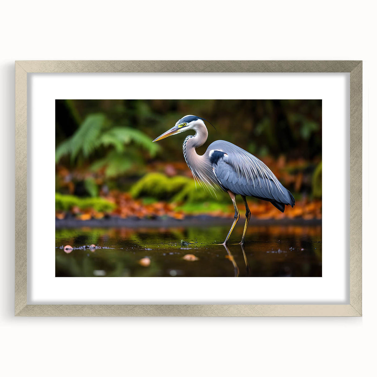 Framed wall art collection featuring elegant heron and egret designs in a silver frame with a mat, perfect for enhancing home decor and adding a touch of nature.