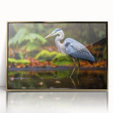 Framed wall art showcasing a heron and egret design in elegant gold accents, perfect for enhancing modern home decor with a nature-inspired touch.
