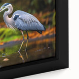 Framed wall art featuring a close-up design of elegant herons and egrets in a serene natural setting, showcasing intricate details and vibrant colors on canvas.