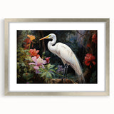 Framed wall art collection featuring elegant heron and egret designs in a silver frame with a mat, ideal for enhancing home décor with a serene nature theme.