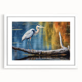 Elegant wall art collection featuring framed heron and egret designs, showcasing vibrant colors and intricate details, perfect for enhancing modern decor.