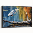 Framed wall art collection featuring elegant heron and egret designs on black canvas, showcasing intricate details and textures, perfect for enhancing home decor.
