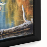 Close-up of a framed wall art collection featuring a heron and egret design on canvas, showcasing intricate details, vibrant colors, and a serene nature theme perfect for home decor.