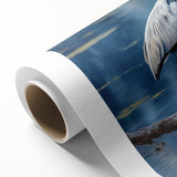 Elegant rolled canvas wall art featuring a serene heron and egret design in soft pastel colors, perfect for enhancing any nature-inspired decor. Ideal for bird lovers.