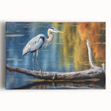 Elegant wall art featuring a heron and egret design on stretched canvas, showcasing vibrant colors and detailed textures, perfect for enhancing home decor.
