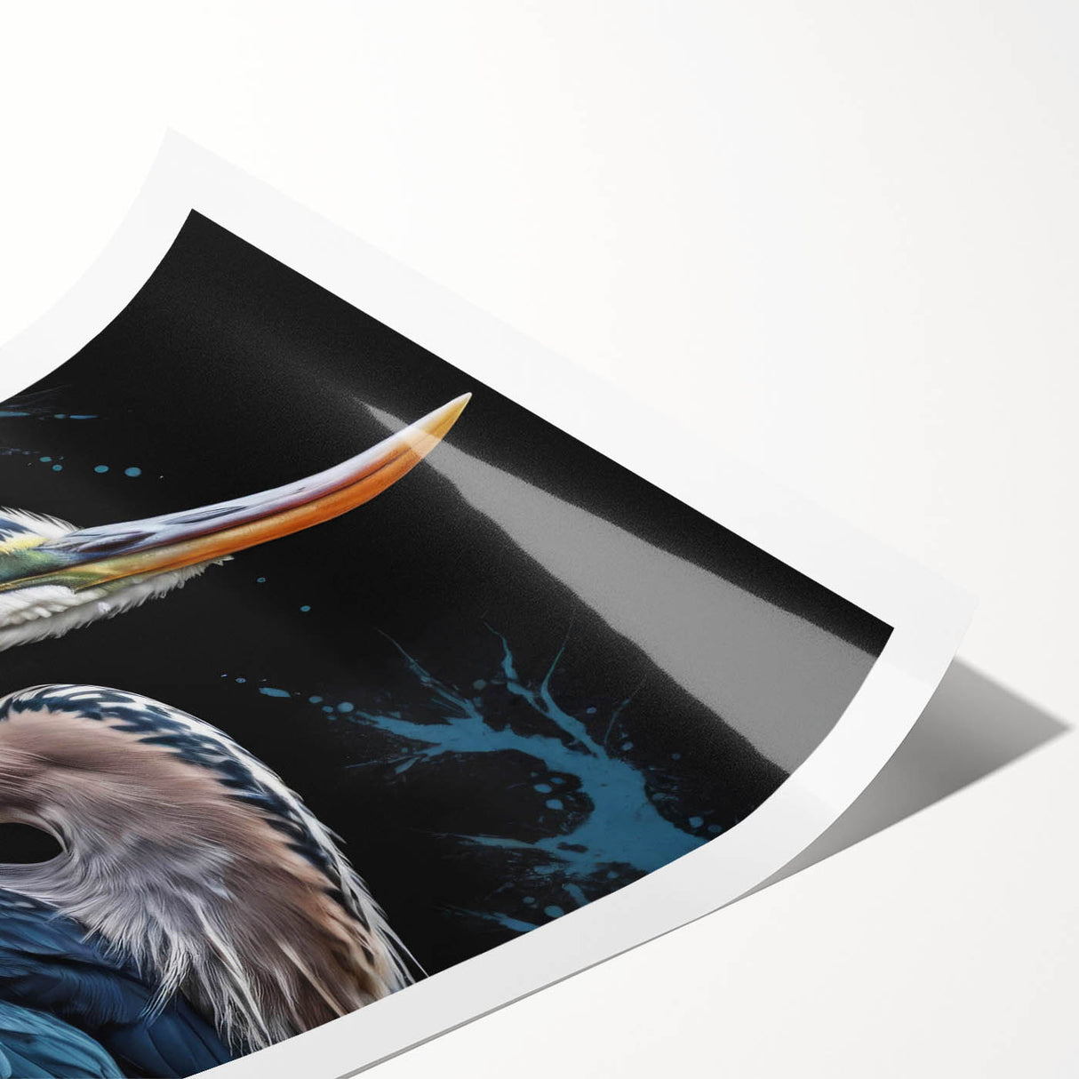 Elegant rolled wall art print showcasing a heron and egret design, featuring vibrant colors and intricate details, perfect for enhancing home decor.