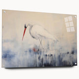Elegant wall art collection featuring a side view of a heron and egret design printed on acrylic glass, showcasing vibrant colors and intricate details, ideal for contemporary home decor.
