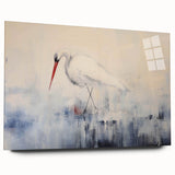Elegant wall art collection featuring a side view of a heron and egret design, printed on acrylic glass, showcasing vibrant colors and fine details ideal for home decor.