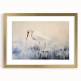 Elegant gold-framed wall art featuring a heron and egret design, showcasing intricate details and vibrant colors, perfect for enhancing home decor and adding a touch of nature-inspired elegance.