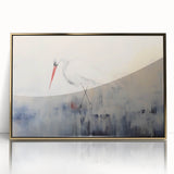 Framed wall art featuring a stunning heron and egret design, presented in an elegant gold frame, perfect for enhancing home decor with nature-inspired elegance.