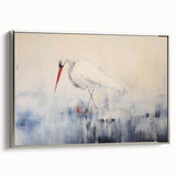 Framed wall art collection showcasing elegant heron and egret designs in a silver finish, perfect for adding sophistication to any modern decor setting.