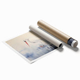 Elegant rolled print showcasing a detailed heron and egret design, featuring vibrant colors and intricate patterns, perfect for enhancing any art collection. Ideal for nature lovers and home decor enthusiasts, this wall art captures the beauty of avian life.