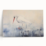 Stretched canvas wall art showcasing a serene heron and egret design, featuring vibrant colors and intricate details, perfect for enhancing home decor.