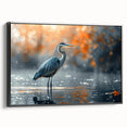 Framed canvas wall art featuring a serene heron and egret design, showcasing elegant black and white tones, perfect for enhancing modern home decor.