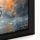 Framed canvas wall art displaying a close-up of a heron and egret design, showcasing vivid colors and intricate details, perfect for nature-themed home decor.