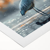 Elegant rolled canvas featuring a serene heron and egret bird design, showcasing vibrant blues and greens, perfect for enhancing any nature-inspired decor. Ideal for art lovers seeking unique wall decor options.