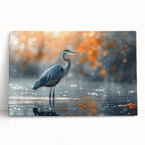 Stretched canvas art featuring a serene scene of a heron and an egret, showcasing vibrant colors and intricate details, perfect for nature-inspired home decor.