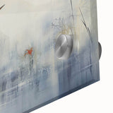 Close-up of a vibrant acrylic wall art piece depicting a heron and egret in a serene natural setting, showcasing intricate details, colors, and textures.