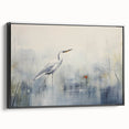 Framed wall art featuring a striking design of herons and egrets in a natural setting, showcasing vibrant colors on a black background, ideal for home decor.