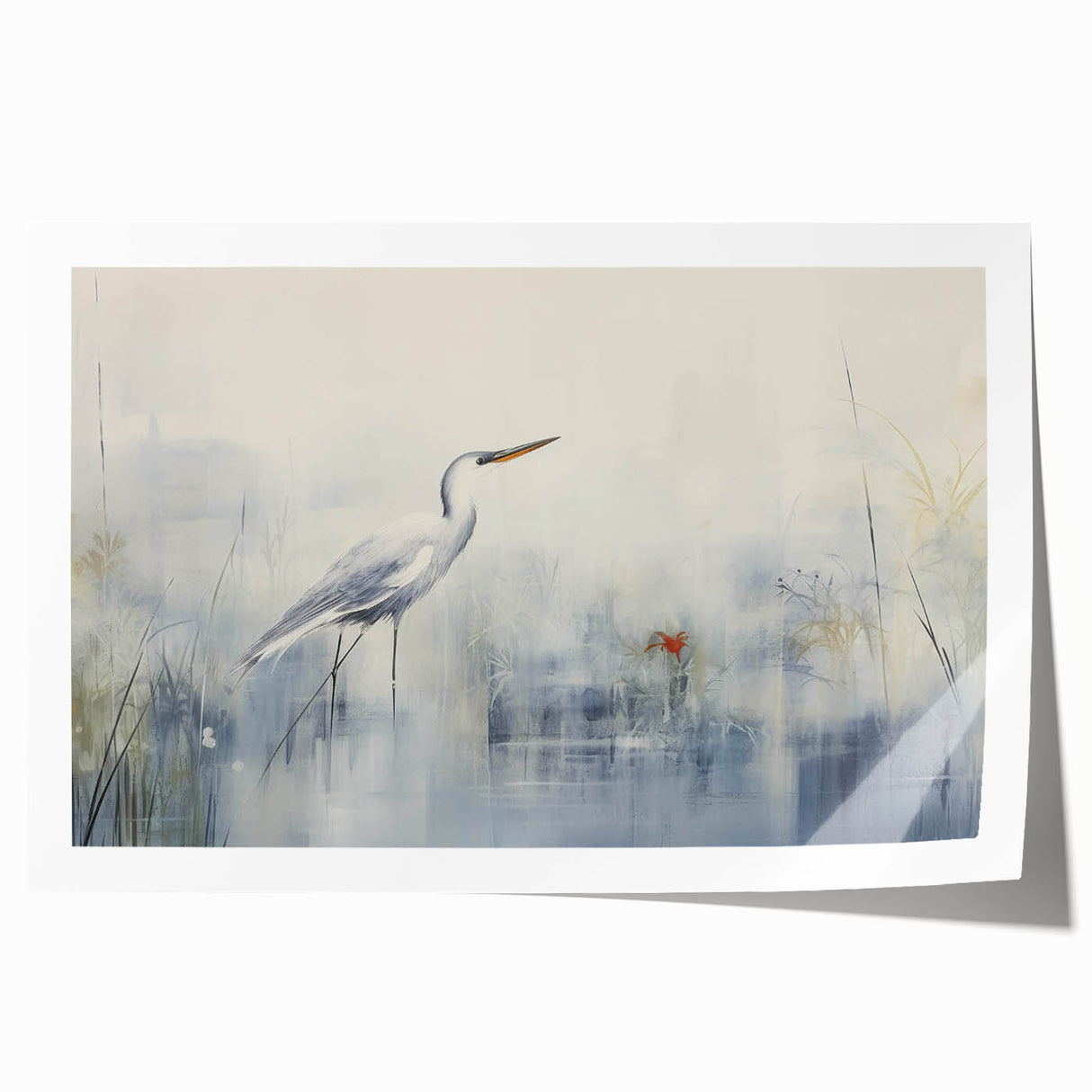 Elegant heron and egret design wall art print featuring detailed illustrations of the birds in soft, natural colors, ideal for enhancing home decor.