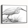 Framed wall art showcasing a serene heron and egret design, printed on canvas with a black frame, perfect for enhancing home decor. The piece captures intricate details and vibrant colors, ideal for nature lovers seeking elegant interior decoration.