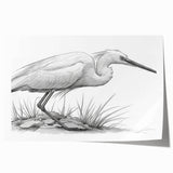 Elegant rolled print showcasing a heron and egret design, perfect for enhancing home decor with its vibrant colors and intricate details, packaged securely.
