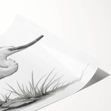 Elegant wall art print showcasing a heron and egret design, featuring soft pastel colors on a textured background, ideal for enhancing modern home decor.