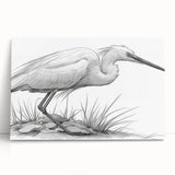 Stretched canvas wall art featuring a serene heron and egret design, showcasing vibrant colors and intricate details, perfect for enhancing home decor.