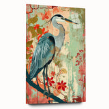Elegant wall art collection featuring a side view of heron and egret designs, displayed under acrylic glass, showcasing intricate details and vibrant colors. Perfect for enhancing home decor with a nature-inspired aesthetic.