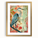 Elegant framed wall art collection featuring a heron and egret design in gold, showcasing intricate details and vibrant colors, ideal for enhancing modern decor.