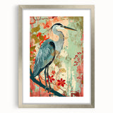 Elegant wall art collection showcasing a framed design of a heron and egret in silver tones, featuring a matte finish, ideal for enhancing modern decor aesthetics.