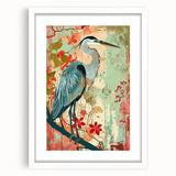 Framed wall art collection featuring elegant heron and egret designs in soft colors, set against a white mat, perfect for nature-inspired home decor.