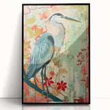 Framed acrylic wall art collection showcasing a heron and egret design, featuring a sleek black frame, perfect for modern home decor. Ideal for bird lovers.