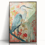 Framed wall art collection featuring elegant heron and egret designs in a sophisticated silver finish, perfect for enhancing modern home decor. The intricate details and vibrant colors add a touch of nature-inspired beauty to any living space.