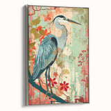 Framed wall art featuring a serene scene of herons and egrets in soft silver tones, showcasing intricate detailing and a modern style, perfect for enhancing home decor.