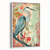 Framed wall art collection featuring an elegant heron and egret design on canvas, showcasing detailed bird illustrations in soft colors against a white background. The artwork enhances home decor with a sophisticated touch, perfect for nature lovers.