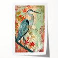 Elegant wall art featuring a serene heron and egret design in soft pastel colors, rolled and ready for framing, perfect for nature-inspired decor.