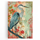 Stretched canvas wall art featuring a serene heron and egret design, showcasing vibrant colors and natural details, ideal for enhancing home decor.