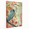 Stretched canvas wall art showcasing a serene heron and egret design in vibrant colors, perfect for enhancing home decor with a natural touch.