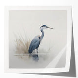 Elegant wall art showcasing a heron and egret design, printed on glossy canvas with vibrant colors, perfect for enhancing modern home decor.