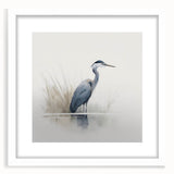 Elegant wall art collection featuring a heron and egret design, framed with a white mat. Ideal for enhancing home decor with nature-inspired aesthetics.