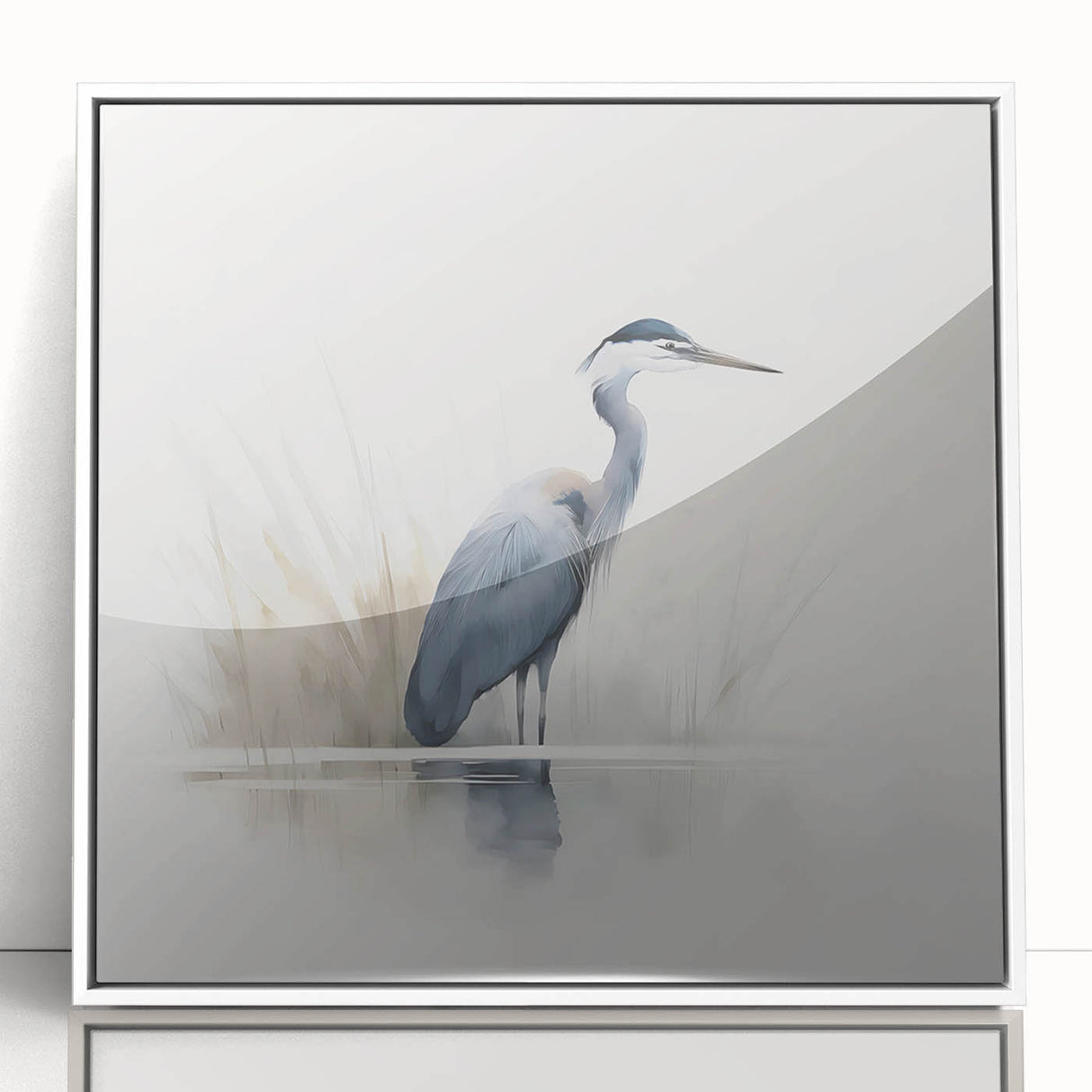 Framed acrylic wall art collection featuring elegant heron and egret designs, showcasing a modern white frame and vibrant colors, perfect for home decor.