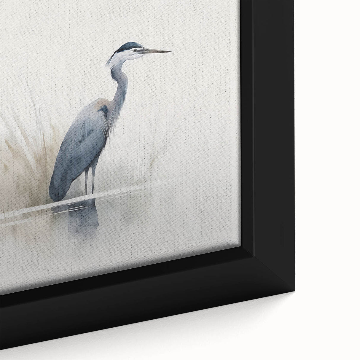 Close-up of a framed wall art piece showcasing elegant heron and egret designs in soft pastel colors, ideal for enhancing modern home decor.