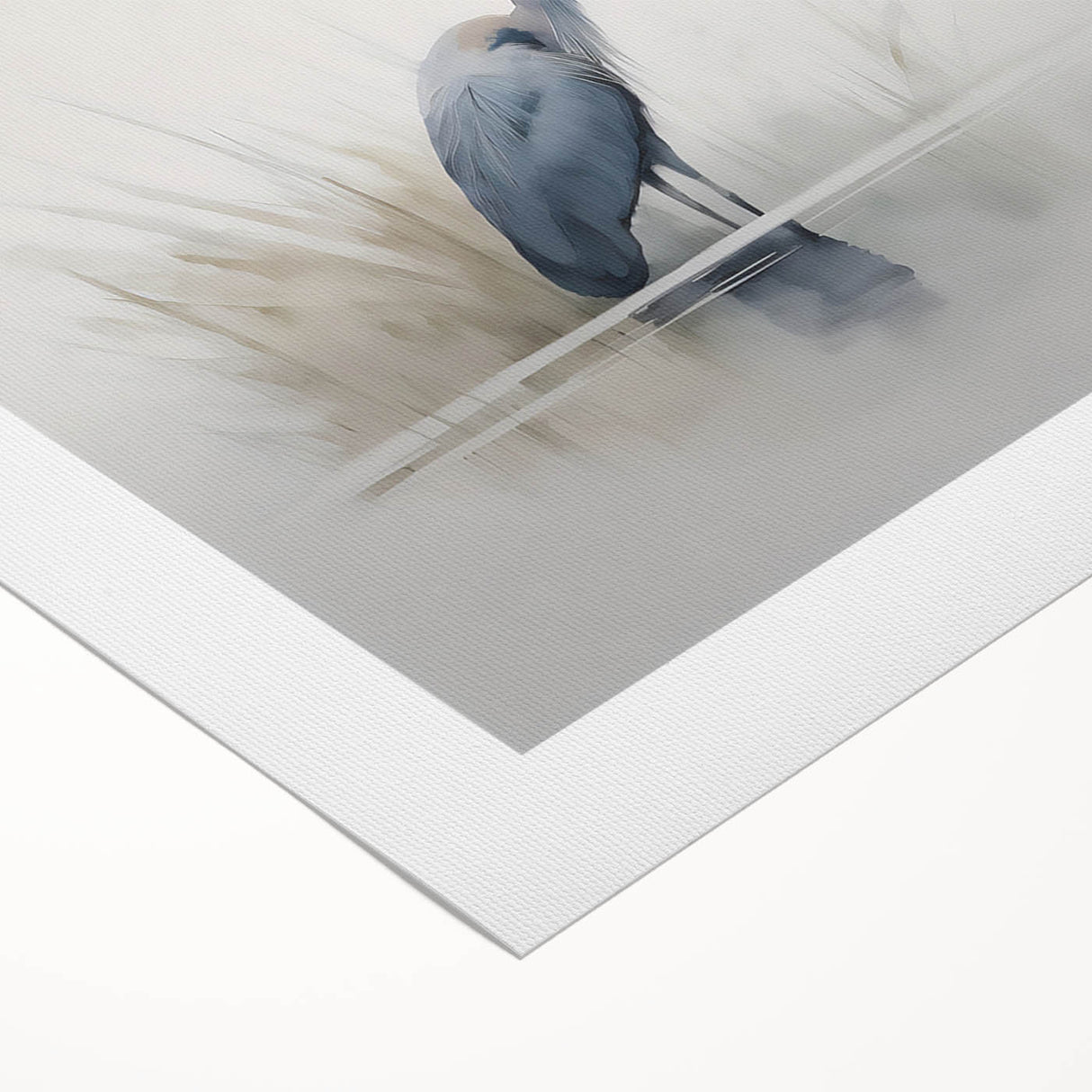 Colorful rolled canvas art featuring a serene heron and egret design, showcasing detailed illustrations of birds in a natural setting, perfect for home decor.