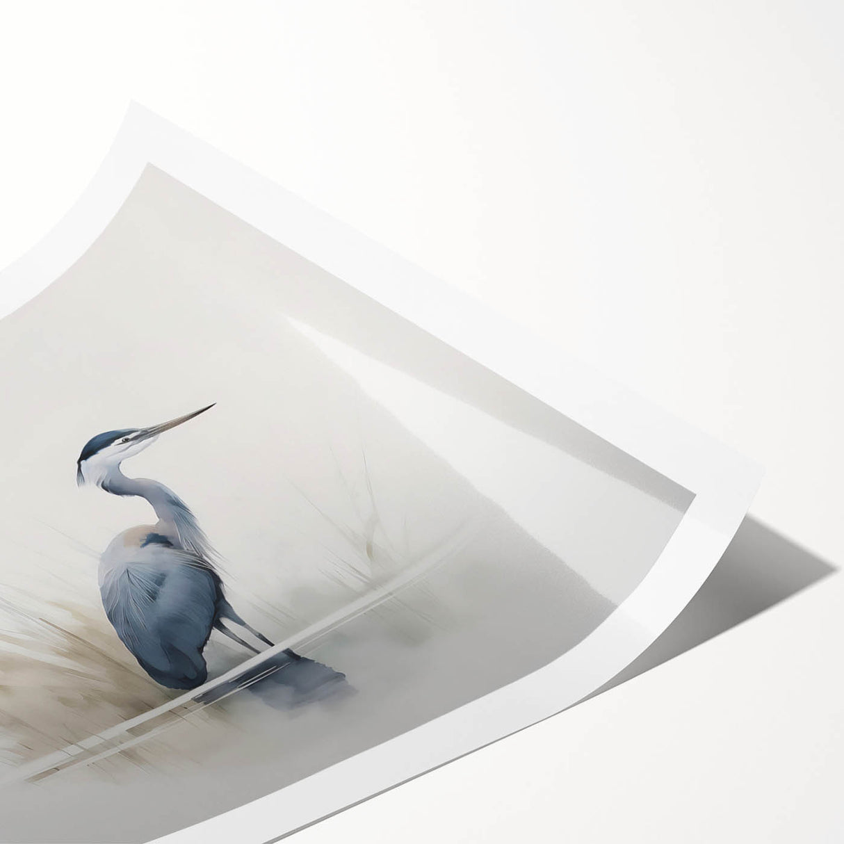 Elegant wall art print showcasing a heron and egret in a serene natural setting, perfect for enhancing home decor with a touch of nature. The vibrant colors and intricate details create a striking focal point, ideal for living rooms or offices.