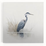Stretched canvas wall art showcasing a serene heron and egret design, featuring soft colors and intricate details, perfect for enhancing home decor.