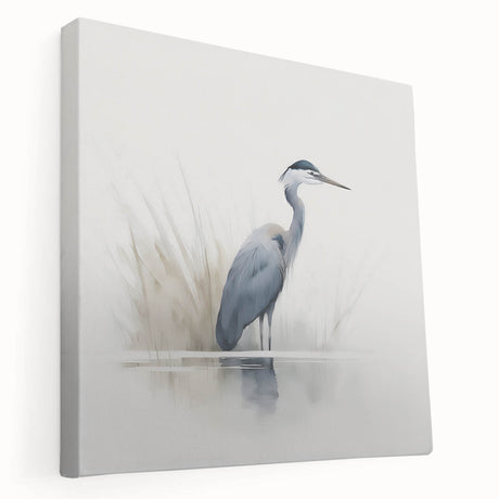 Stretched canvas art featuring a serene heron and egret design in a nature-inspired theme, showcasing vibrant colors and intricate details, perfect for home decor.