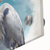 Close-up of a stunning acrylic wall art collection showcasing a heron and egret design, featuring vibrant colors and intricate details, perfect for enhancing home decor.