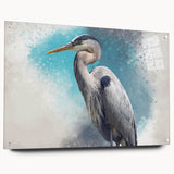 Elegant wall art collection featuring a side view of a heron and egret design on acrylic glass, showcasing intricate details and vibrant colors, perfect for modern decor.