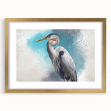 Elegant wall art featuring a gold-framed design of a heron and egret, showcasing intricate details and vibrant colors, perfect for enhancing any living space.
